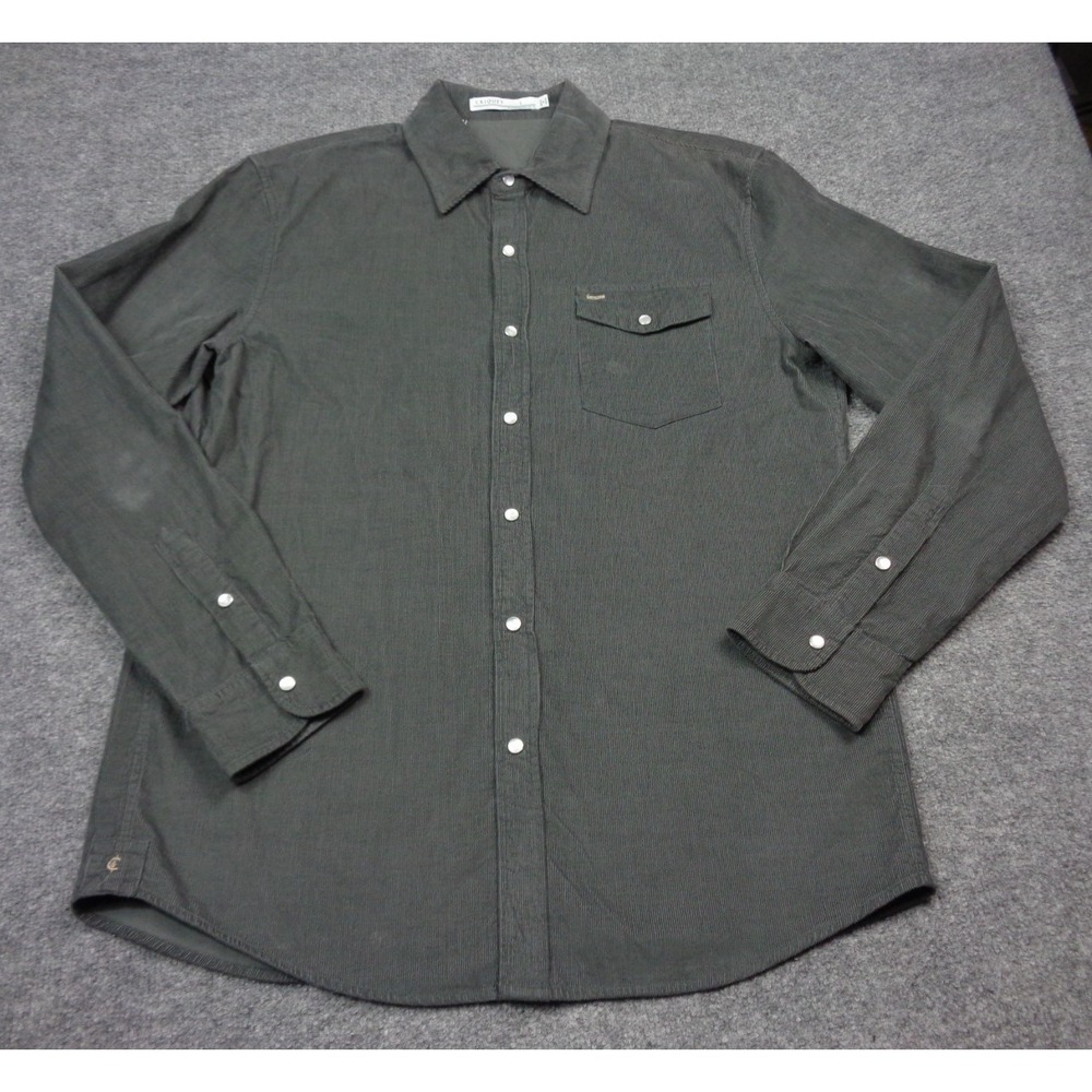Criquet Corduroy Pearl Snap Shirt Mens L Gray Long Sleeve Western 2750